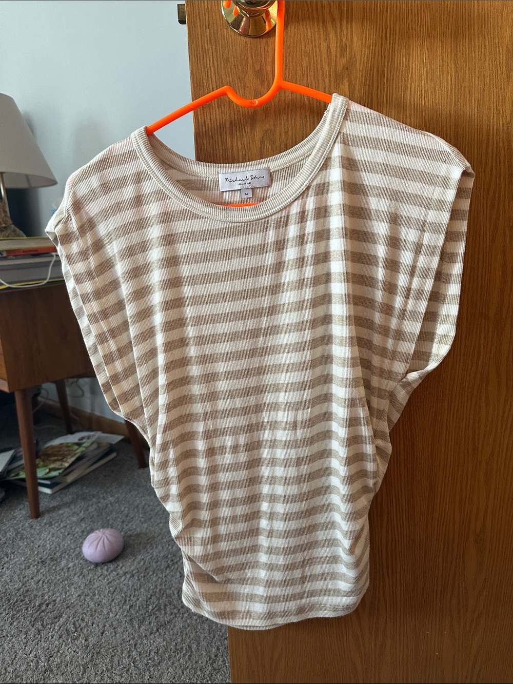 Michael Stars Beige and White Striped Women's Top